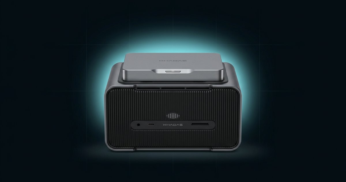 Khadas Mind modular PC with its docks and screens