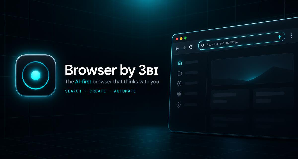 Browser by 3BI: the AI-first browser that thinks with you, over a glowing browser window